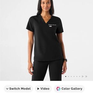 Figs Catarina One Pocket Scrub Top Black